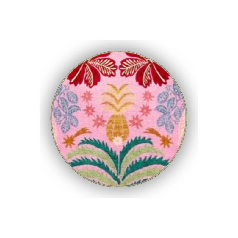Pink Themed Multicolored Motif Flower And Bird Patterned Vintage Decorative Carpet, Rectangle 4'8" x 6'7"