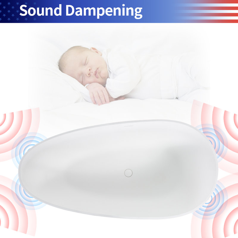 Rainlex 63" Matte White Stone Resin Freestanding Oval Bathtub