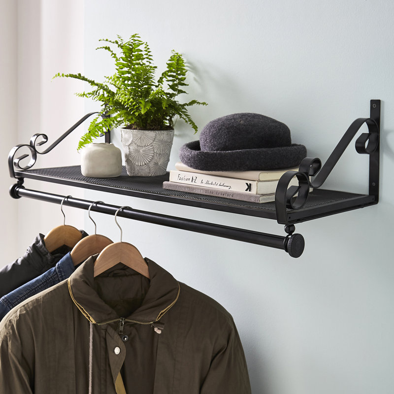 Argentine Metal Accent Shelf with Towel Bar