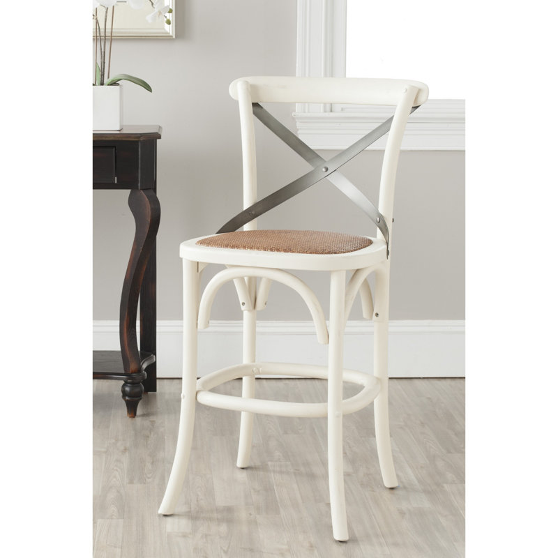 Tabouret Franklin, Blanc antique, Tabouret de comptoir (siège d'une hauteur de 24,2, Gris