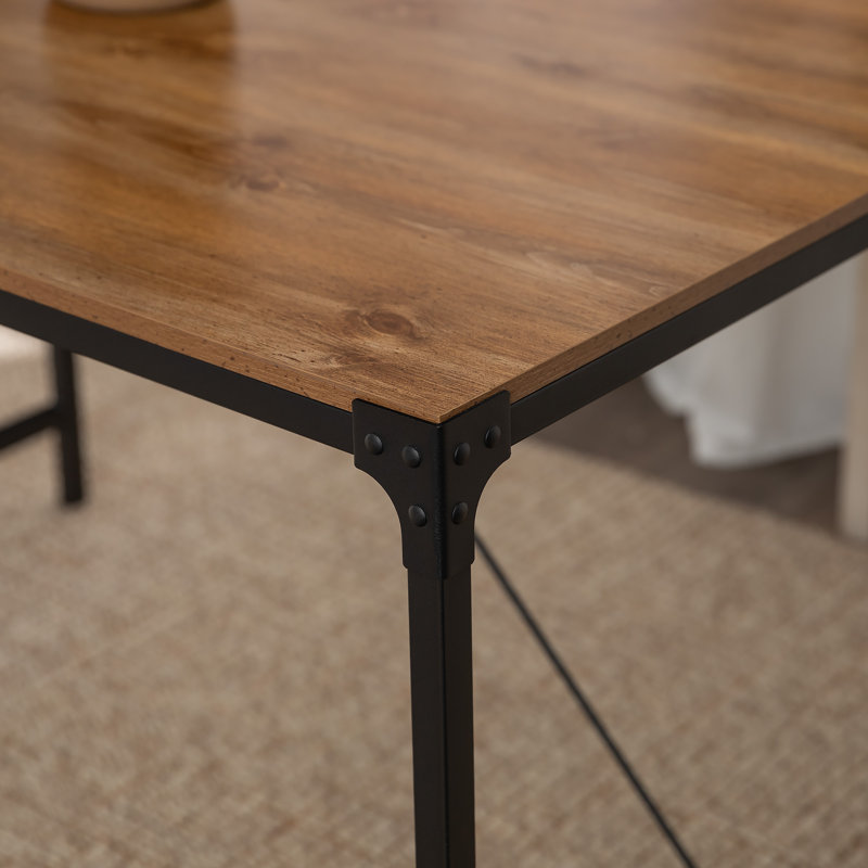 Metal Base Dining Table, Barnwood