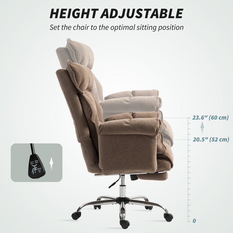 Chaise de bureau avec repose-pieds inclinable, brun clair