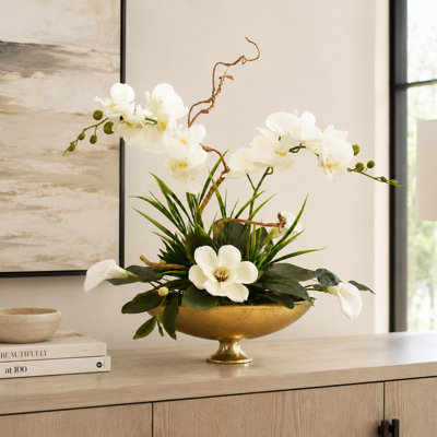 Faux Silk Orchid Arrangement in Vase