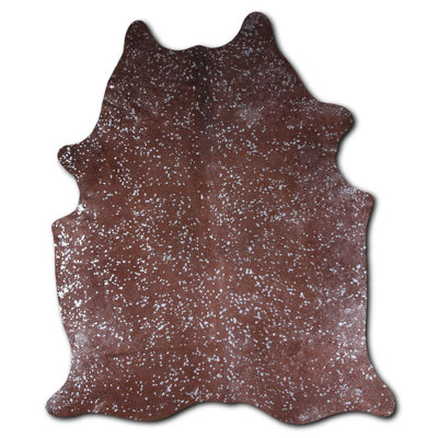 Custom Silver Metallic on Brown Cowhide Rug