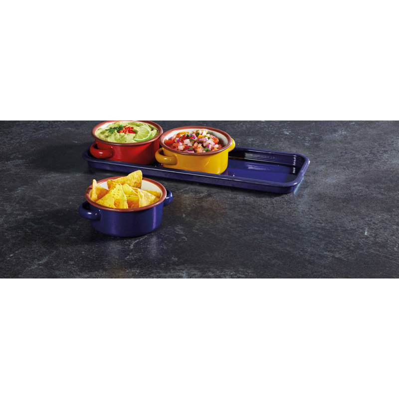 World of Flavours 3 Piece Chips and Dip Platter Set