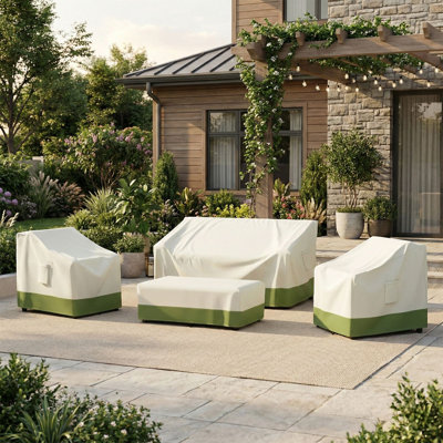 4-Piece Premium 600D Oxford Fabric Outdoor Furniture Cover Set with Handles
