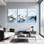 Ensemble de 3 tableaux sur toile tendue représentant des fleurs de magnolia blanc, pour la décoration du salon et de la chambre.-912521369