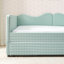 Lit de jour double, lit de jour rembourré en vichy équipé d'un cadre de lit gigogne escamotable et d'une poche de rangement latérale, canapé-lit multifonctionnel en bois massif pour chambre d'enfant et chambre d'amis - Cyan-130796967-130796969