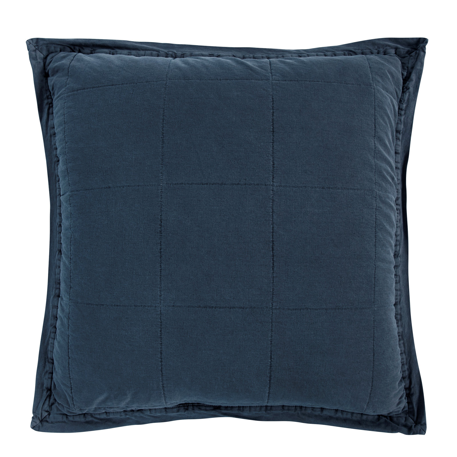  Stonewashed Cotton Canvas Solid Color Timeless Basic Rustic Chic Pillow Sham, Euro, Denim