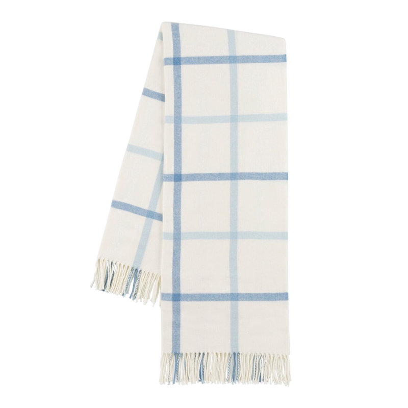 Tattersall Plaid Throw, Denin/Baby Blue