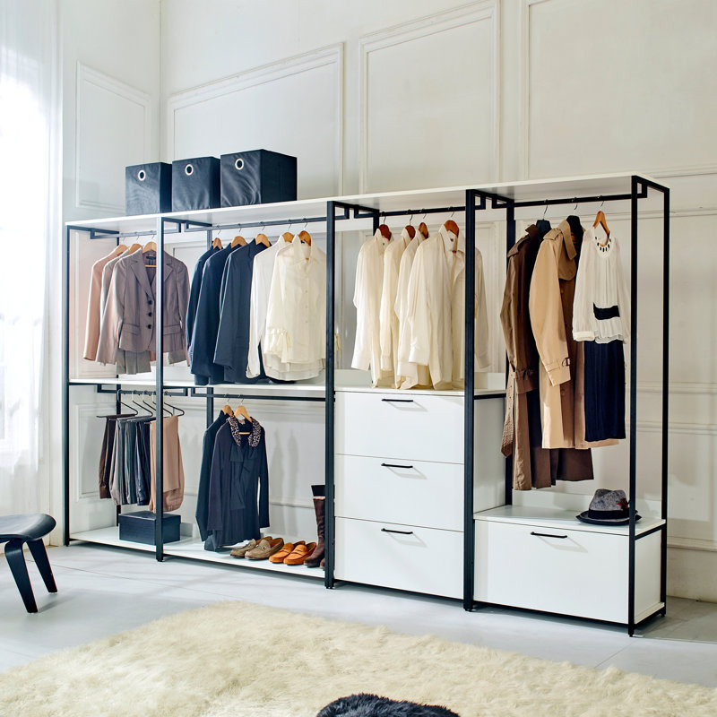 Système de placard en bois polyvalent avec structure en métal robuste