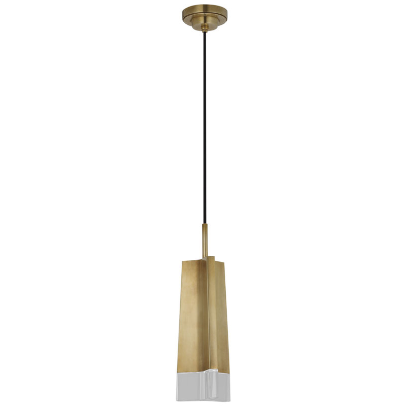 Thomas O'Brien Matcha Single Light Pendant in Bronze with Clear Glass, Hand-Rubbed Antique Brass