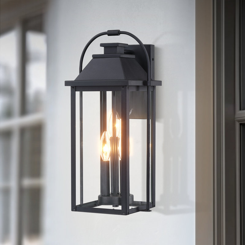 18.2 in. 3-Light Black Outdoor Wall Lantern Sconce, 18.2" H - 3 light sockets, Matte Black