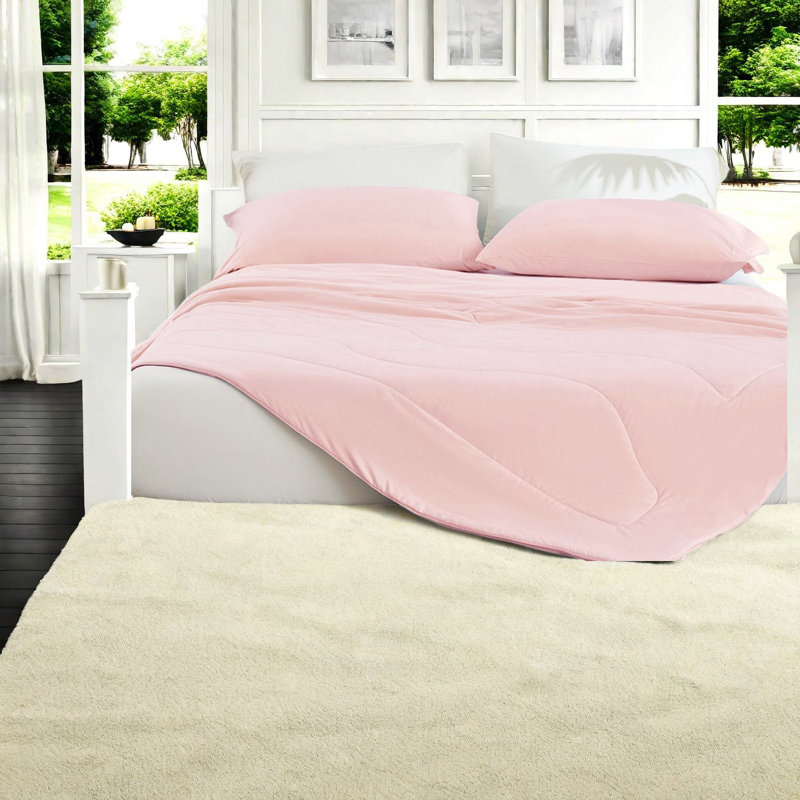 Ensemble de literie rose rafraîchissant, édredon en nylon 108 x 90, style toutes saisons pour la maison