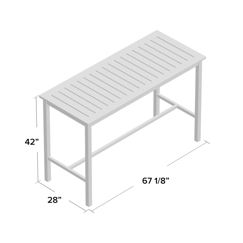 Club Aluminum Outdoor Bar Table, Oak