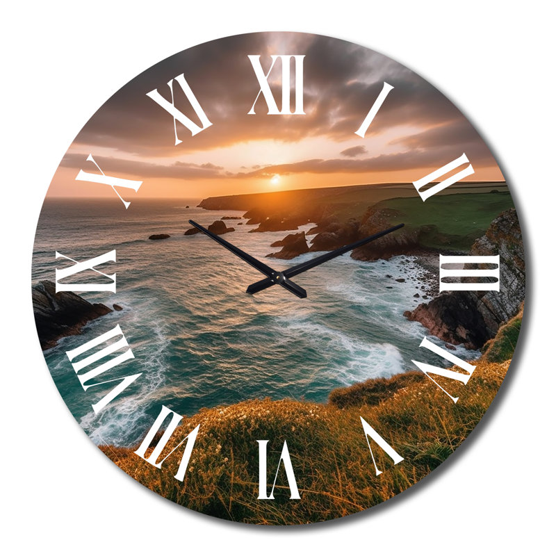 Horloge murale coucher de soleil sur la falaise I, Grand