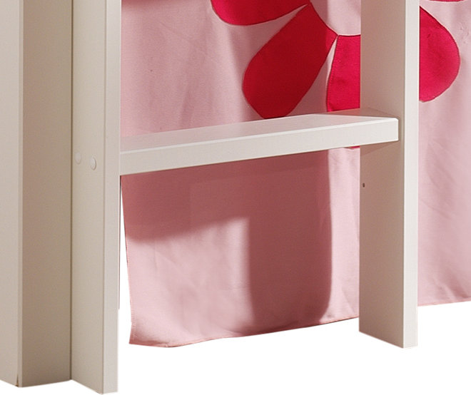 Pino European Single Mid Sleeper Bed with Curtain, White