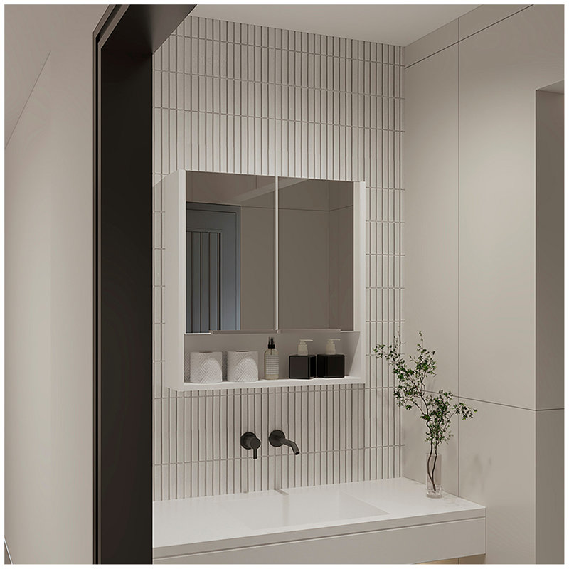 Manchester Rectangle Medicine Cabinet with Mirror, White