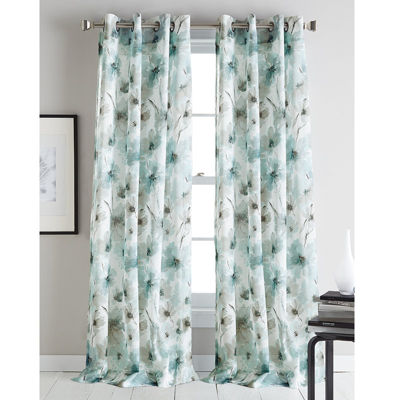 DKNY Modern Bloom Grommet Panel, 50" W x 95" L, Blue