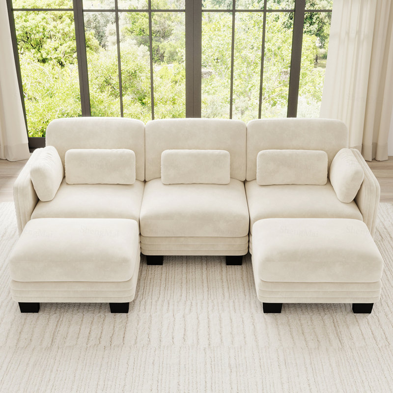 Canapé modulaire à 3 places Channel, Chenille-beige