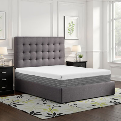 Matelas en mousse viscoélastique hybride et à ressorts Rechargez 5 couches, 12 pouces, lit simple, housse en tricot blanc et gris