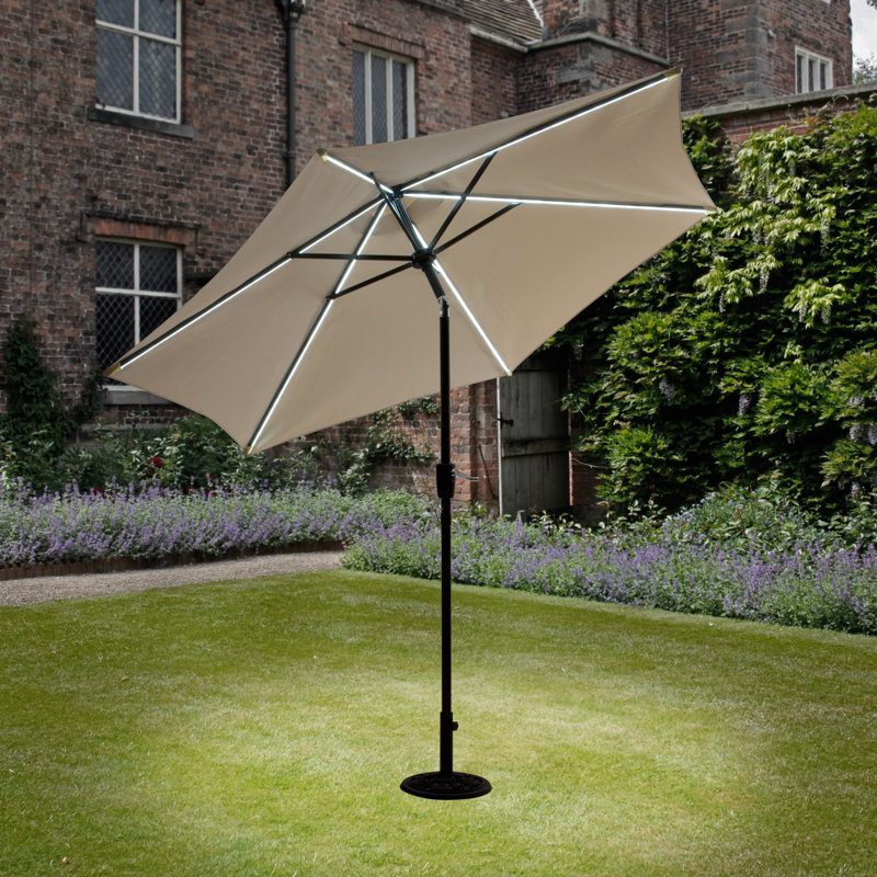 2.7m Parasol with LED Strip Lights, Cream