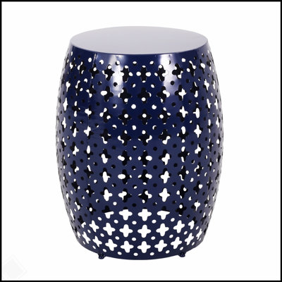 Modern Metal End Table with Durable Iron Frame and Elegant Cut Design for Indoor and Outdoor Use