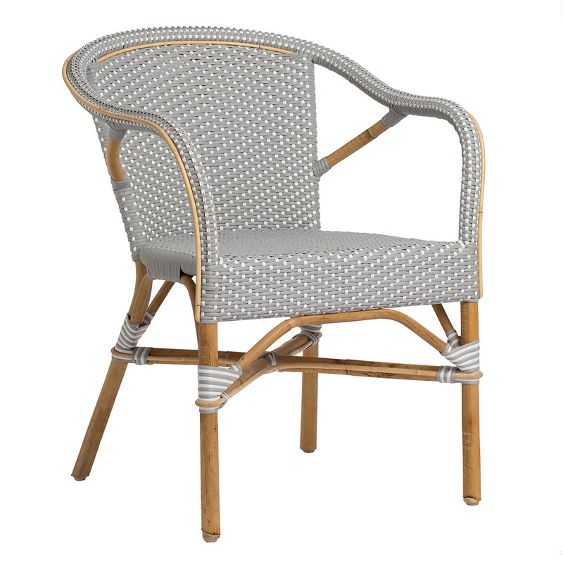 Fauteuil bistro Madeleine, Gris / Pois blancs