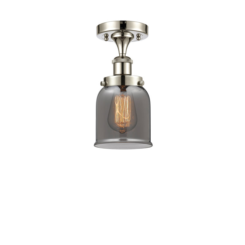 Plafonnier semi-encastré 1 lumière Ballston Urban Bell, Nickel poli, H 11 po x l 5 po x P 5 po, Plaqué couleur fumée