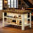 Bar Table - Engineered Wood - 1 Piece - Bar Table - Brown - Multi-Tier Storage