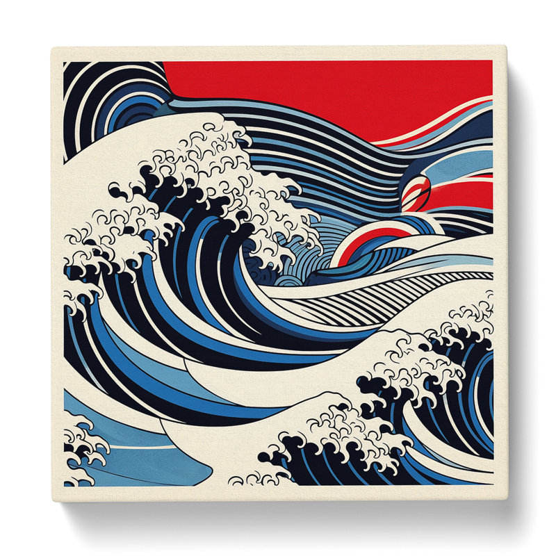 Japanese Wave Bauhaus No.3 - Wrapped Canvas, 35cm H x 35cm W x 3cm D