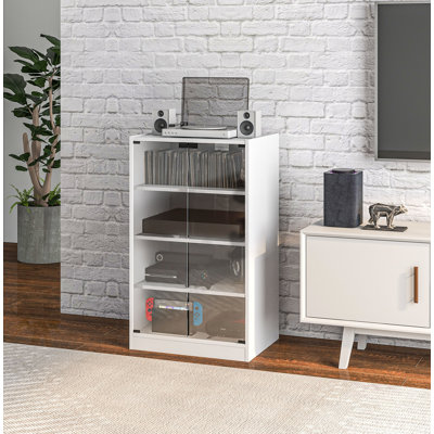 Armoire audio et vidéo moderne avec tablettes réglables sur 4 niveaux
