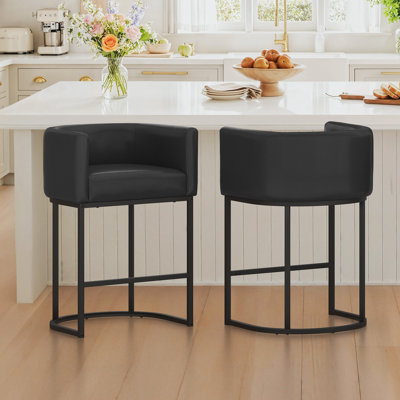 Modern Upholstered Counter Stool with Metal Frame