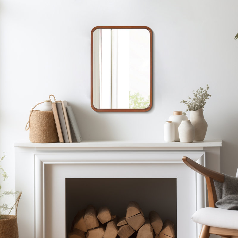 Miroir mural à arc avec cadre en bois, 36 po x 24 po, Brun