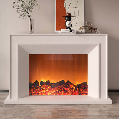 Foyer électrique décoratif en bois massif rétro français