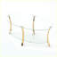 Table basse 43,3 "moderne ovale en verre avec double tablette en verre et pieds en métal doré-963685556