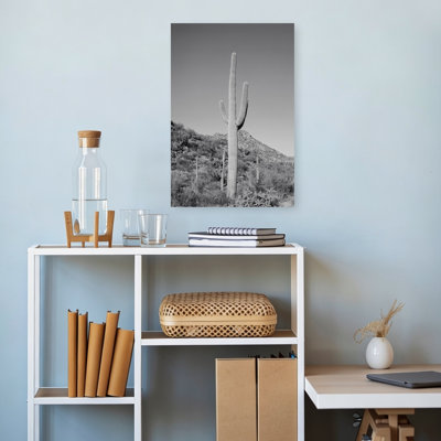 «Saguaro Desert Landscape Abstract Contemporary Cactus Plant Succulent Landscape Mountain», reproduction d'art mural