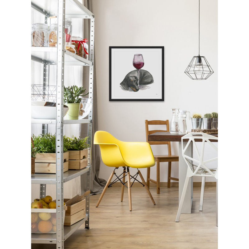 « wine is me », reproduction de peinture à l’aquarelle encadrée, H 24 po x l 24 po x P 1,5 po