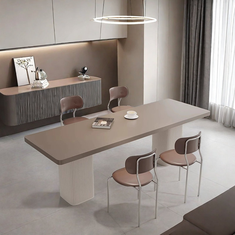 Modern Rectangular Sintered Stone Dining Table, 29.5"H x 86.6"L x 31.4"W