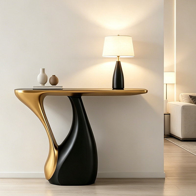Console Modern Luxury, Gold / Black, Gold, Black