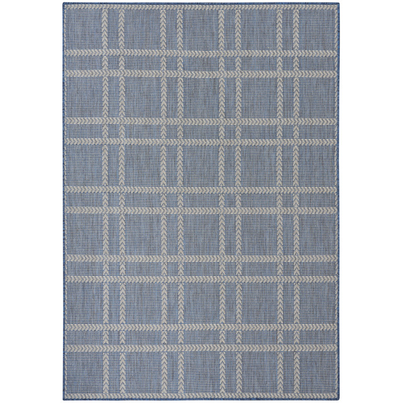 Akyla Plaid Indoor / Outdoor Area Rug, Rectangle 12'8" x 17'9"