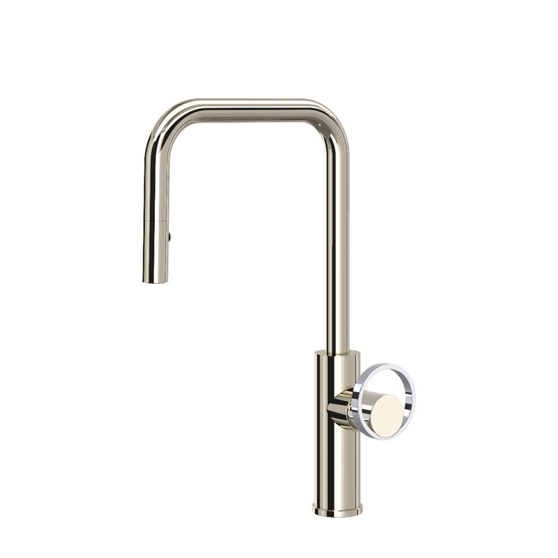 Eclissi™ Pull-Down Single Handle Kitchen Faucet With Accessories, Polished Nickel/Polished Chrome
