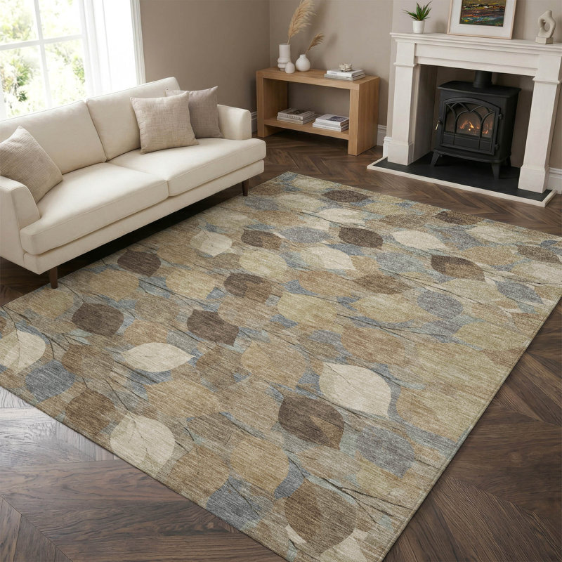 Tapis floral lavable à la machine de qualité supérieure Mayfield AMF2444, Beige, 9' x 12'
