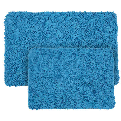 Ensemble de 2 tapis de salle de bain Plymouth Home - Tapis de bain en mousse à mémoire de forme 32 po x 21 po et 24 po x 17 po avec dessus en chenille pour un décor de salle de bain élégant - Tapis de bain lavables à la machine 