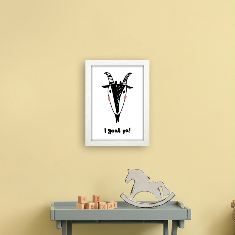 Goat by Miniofmine - Print, Brown Framed, 34cm H x 25cm W x 3cm D