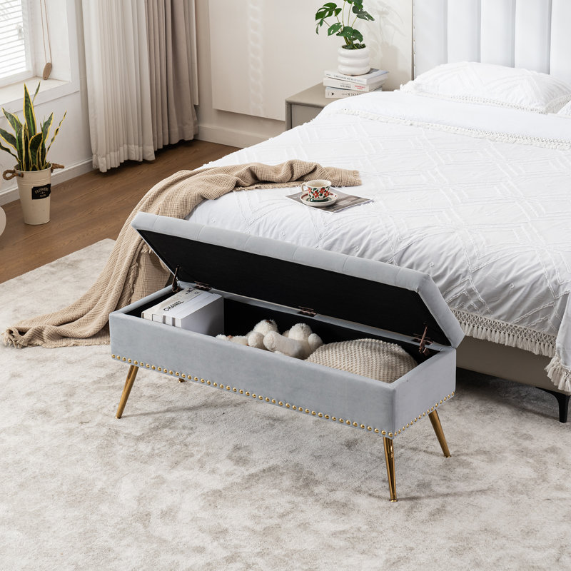Banc de rangement, Gris, H 18 po x l 46 po x P 15,5 po