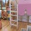 Lit mezzanine simple en bois avec tente-133202600
