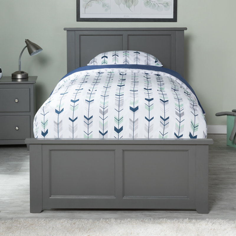 Lit plateforme avec rangement sous le lit Amear, Gris, Lit simple