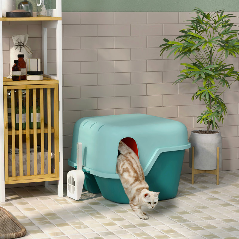 Bac à litière d'intérieur pour chat, avec couvercle et facile à nettoyer - couvercle verrouillable
