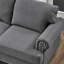 Canapé trois places gris de 211 cm (83 pouces) avec clous argentés, espace de rangement rond et dissimulé, décoration moderne avec clous décoratifs, structure en bois massif gris, housses de coussin amovibles